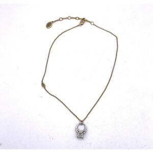 Juicy Couture Ring Pendant Necklace Rhinestone Two Toned Lobster Closure